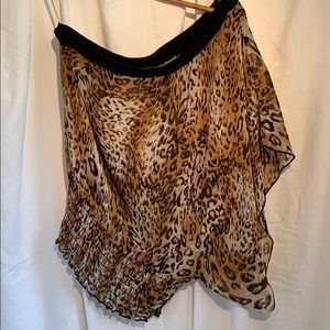 3/12 L8ter sheer leopard print one sleeve shirt